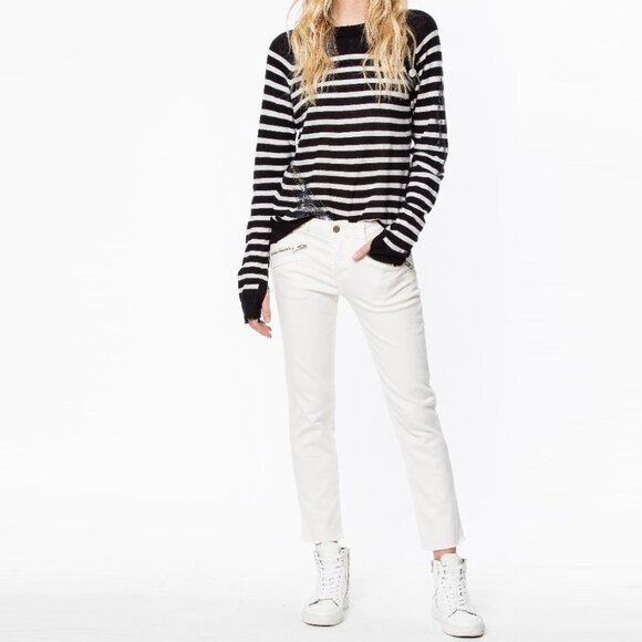 NWT - Zadig & Voltaire Reglis Stripe Sweater 100% Cashmere SHMZ1113F - Picture 8 of 15